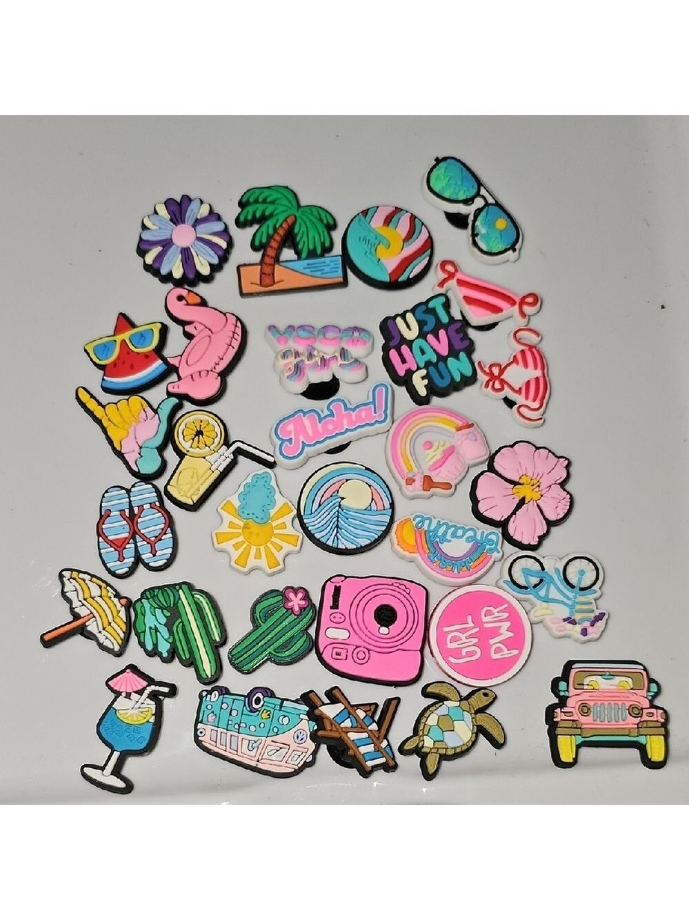 Random Mix Of TEN Tropical Summer VSCO Girl Shoe Charms Set - Picture 2 of 2
